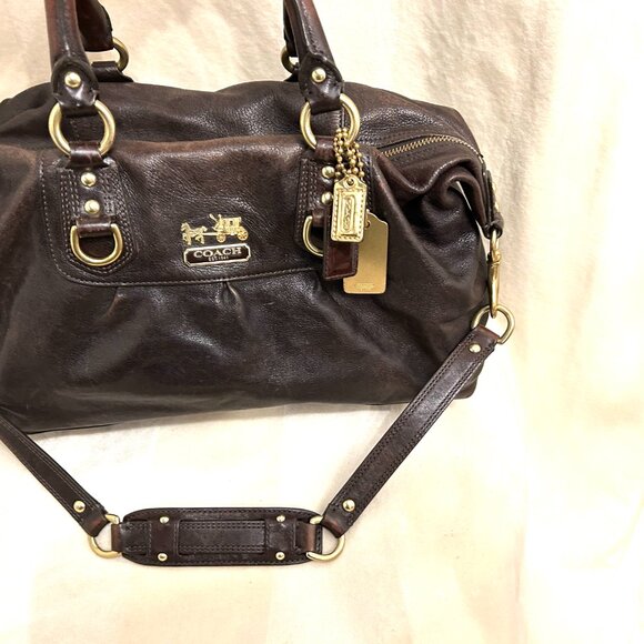 Coach Madison Sabrina Satchel Bag purse Brown Leather - Picture 5 of 12